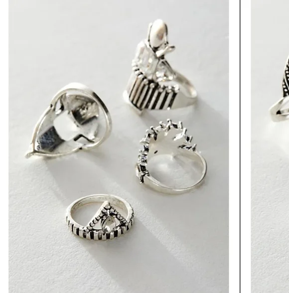 Free People, Rhapsody Ring Set, Silver/Black - Picture 2 of 6